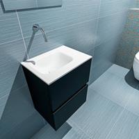 MONDIAZ ADA Toiletmeubel 40x30x50cm met 0 kraangaten 2 lades urban mat Wastafel Lex links Solid Surface Wit FK75341740