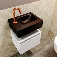 MONDIAZ ANDOR Toiletmeubel 40x30x30cm met 0 kraangaten 1 lades talc mat Wastafel Lex rechts Solid Surface Zwart FK75343453