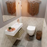 MONDIAZ ANDOR Toiletmeubel 80x30x30cm met 1 kraangaten 1 lades light brown grey mat Wastafel Lex rechts Solid Surface Wit FK75343931