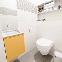 MONDIAZ OLAN Toiletmeubel 40x30x40cm met 0 kraangaten 1 lades ocher mat Wastafel Lex links Solid Surface Wit FK75342552