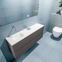 MONDIAZ ADA Toiletmeubel 120x30x50cm met 0 kraangaten 2 lades dark grey mat Wastafel Lex links Solid Surface Wit FK75341793