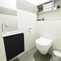 MONDIAZ OLAN Toiletmeubel 40x30x40cm met 1 kraangaten 1 lades urban mat Wastafel Lex rechts Solid Surface Wit FK75342437
