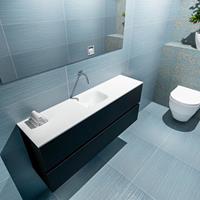MONDIAZ ADA Toiletmeubel 120x30x50cm met 0 kraangaten 2 lades urban mat Wastafel Lex midden Solid Surface Wit FK75341762
