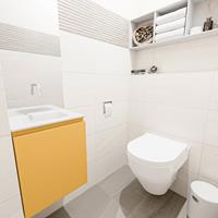 MONDIAZ OLAN Toiletmeubel 40x30x40cm met 0 kraangaten 1 lades ocher mat Wastafel Lex midden Solid Surface Wit FK75342550