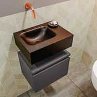 MONDIAZ ANDOR Toiletmeubel 40x30x30cm met 0 kraangaten 1 lades dark grey mat Wastafel Lex links Solid Surface Zwart FK75343509