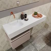 MONDIAZ ANDOR Toiletmeubel 100x30x30cm met 0 kraangaten 1 lades smoke mat Wastafel Lex links Solid Surface Wit FK75343838