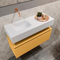 MONDIAZ ANDOR Toiletmeubel 80x30x30cm met 0 kraangaten 1 lades ocher mat Wastafel Lex links Solid Surface Wit FK75343260