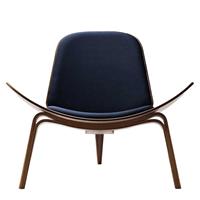 Carl Hansen CH07 Shell Chair - Walnoot / Donkerblauw Canvas