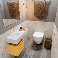 MONDIAZ ANDOR Toiletmeubel 80x30x30cm met 0 kraangaten 1 lades ocher mat Wastafel Lex links Solid Surface Wit FK75343858