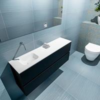 MONDIAZ ADA Toiletmeubel 120x30x50cm met 0 kraangaten 2 lades urban mat Wastafel Lex links Solid Surface Wit FK75341764