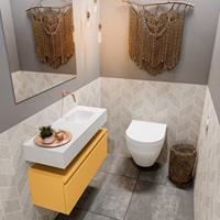 MONDIAZ ANDOR Toiletmeubel 80x30x30cm met 0 kraangaten 1 lades ocher mat Wastafel Lex rechts Solid Surface Wit FK75343262