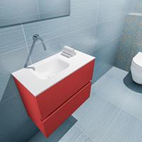 MONDIAZ ADA Toiletmeubel 60x30x50cm met 0 kraangaten 2 lades fire mat Wastafel Lex links Solid Surface Wit FK75341891