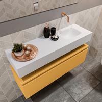 MONDIAZ ANDOR Toiletmeubel 100x30x30cm met 0 kraangaten 1 lades ocher mat Wastafel Lex rechts Solid Surface Wit FK75343268