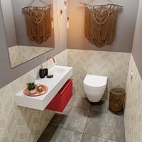 MONDIAZ ANDOR Toiletmeubel 100x30x30cm met 0 kraangaten 1 lades fire mat Wastafel Lex rechts Solid Surface Wit FK75343876