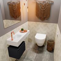 MONDIAZ ANDOR Toiletmeubel 80x30x30cm met 1 kraangaten 1 lades urban mat Wastafel Lex links Solid Surface Wit FK75343809