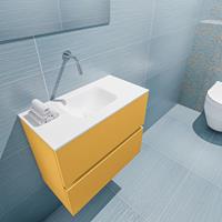MONDIAZ ADA Toiletmeubel 60x30x50cm met 0 kraangaten 2 lades ocher mat Wastafel Lex midden Solid Surface Wit FK75341860