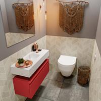 MONDIAZ ANDOR Toiletmeubel 80x30x30cm met 1 kraangaten 1 lades fire mat Wastafel Lex midden Solid Surface Wit FK75343286