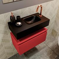 MONDIAZ ANDOR Toiletmeubel 60x30x30cm met 1 kraangaten 1 lades fire mat Wastafel Lex rechts Solid Surface Zwart FK75343632