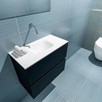 MONDIAZ ADA Toiletmeubel 60x30x50cm met 0 kraangaten 2 lades urban mat Wastafel Lex midden Solid Surface Wit FK75341744