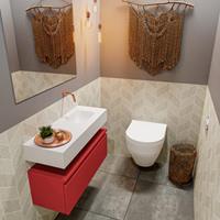 MONDIAZ ANDOR Toiletmeubel 80x30x30cm met 0 kraangaten 1 lades fire mat Wastafel Lex rechts Solid Surface Wit FK75343291