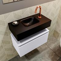 MONDIAZ ANDOR Toiletmeubel 60x30x30cm met 1 kraangaten 1 lades cale mat Wastafel Lex midden Solid Surface Zwart FK75343686