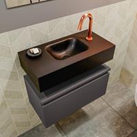 MONDIAZ ANDOR Toiletmeubel 60x30x30cm met 1 kraangaten 1 lades dark grey mat Wastafel Lex midden Solid Surface Zwart FK75343512