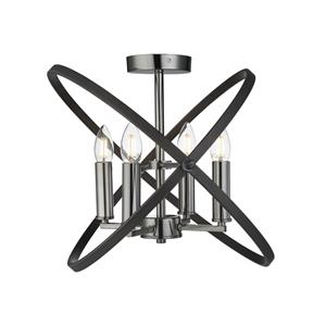 Hoopla - 4 Light Semi Flush Zinn, Schwarz, E14 - Searchlight