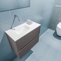 MONDIAZ ADA Toiletmeubel 60x30x50cm met 0 kraangaten 2 lades dark grey mat Wastafel Lex links Solid Surface Wit FK75341775