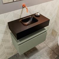 MONDIAZ ANDOR Toiletmeubel 60x30x30cm met 0 kraangaten 1 lades army mat Wastafel Lex midden Solid Surface Zwart FK75343571