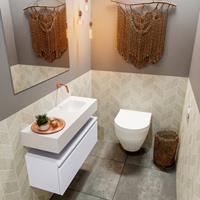 MONDIAZ ANDOR Toiletmeubel 80x30x30cm met 0 kraangaten 1 lades cale mat Wastafel Lex rechts Solid Surface Wit FK75343349