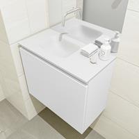 MONDIAZ OLAN Toiletmeubel 60x30x40cm met 0 kraangaten 1 lades talc mat Wastafel Lex links Solid Surface Wit FK75342413