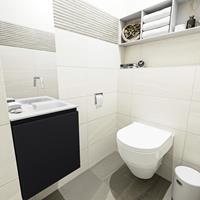 MONDIAZ OLAN Toiletmeubel 40x30x40cm met 0 kraangaten 1 lades urban mat Wastafel Lex rechts Solid Surface Wit FK75342438