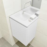 MONDIAZ OLAN Toiletmeubel 40x30x40cm met 0 kraangaten 1 lades talc mat Wastafel Lex links Solid Surface Wit FK75342407