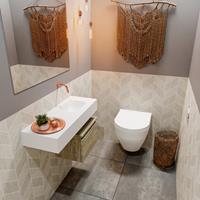 MONDIAZ ANDOR Toiletmeubel 80x30x30cm met 0 kraangaten 1 lades light brown grey mat Wastafel Lex rechts Solid Surface Wit FK75343932