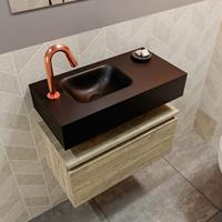 MONDIAZ ANDOR Toiletmeubel 60x30x30cm met 1 kraangaten 1 lades light brown grey mat Wastafel Lex links Solid Surface Zwart FK75343775