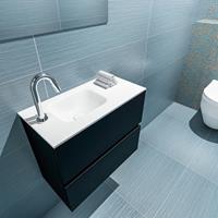 MONDIAZ ADA Toiletmeubel 60x30x50cm met 1 kraangaten 2 lades urban mat Wastafel Lex links Solid Surface Wit FK75341745