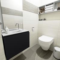 MONDIAZ OLAN Toiletmeubel 60x30x40cm met 1 kraangaten 1 lades urban mat Wastafel Lex midden Solid Surface Wit FK75342439