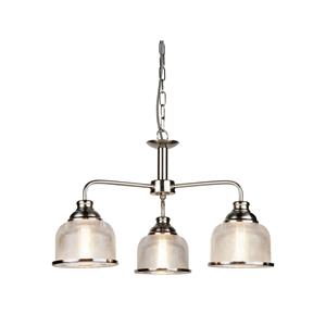 Searchlight Hanglamp Bistro II 3-lamps zilver/ribbelglas