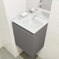 MONDIAZ OLAN Toiletmeubel 40x30x40cm met 0 kraangaten 1 lades dark grey mat Wastafel Lex rechts Solid Surface Wit FK75342467