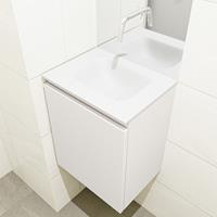 MONDIAZ OLAN Toiletmeubel 40x30x40cm met 0 kraangaten 1 lades linen mat Wastafel Lex midden Solid Surface Wit FK75342608