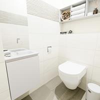 MONDIAZ OLAN Toiletmeubel 40x30x40cm met 0 kraangaten 1 lades linen mat Wastafel Lex rechts Solid Surface Wit FK75342612