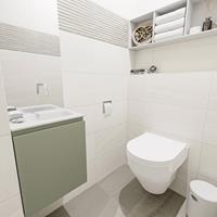 MONDIAZ OLAN Toiletmeubel 40x30x40cm met 0 kraangaten 1 lades army mat Wastafel Lex rechts Solid Surface Wit FK75342525