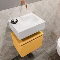 MONDIAZ ANDOR Toiletmeubel 40x30x30cm met 0 kraangaten 1 lades ocher mat Wastafel Lex rechts Solid Surface Wit FK75343250