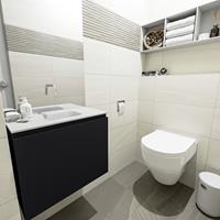 MONDIAZ OLAN Toiletmeubel 60x30x40cm met 0 kraangaten 1 lades urban mat Wastafel Lex midden Solid Surface Wit FK75342440