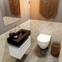 MONDIAZ ANDOR Toiletmeubel 60x30x30cm met 0 kraangaten 1 lades talc mat Wastafel Lex rechts Solid Surface Zwart FK75343459