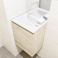 MONDIAZ OLAN Toiletmeubel 40x30x40cm met 0 kraangaten 1 lades light brown grey mat Wastafel Lex links Solid Surface Wit FK75342726