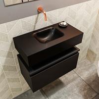 MONDIAZ ANDOR Toiletmeubel 60x30x30cm met 0 kraangaten 1 lades urban mat Wastafel Lex midden Solid Surface Zwart FK75343484