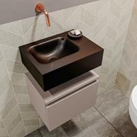 MONDIAZ ANDOR Toiletmeubel 40x30x30cm met 0 kraangaten 1 lades smoke mat Wastafel Lex links Solid Surface Zwart FK75343538