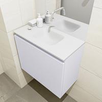MONDIAZ OLAN Toiletmeubel 60x30x40cm met 0 kraangaten 1 lades cale mat Wastafel Lex midden Solid Surface Wit FK75342643