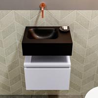 MONDIAZ ANDOR Toiletmeubel 40x30x30cm met 0 kraangaten 1 lades cale mat Wastafel Lex links Solid Surface Zwart FK75343683